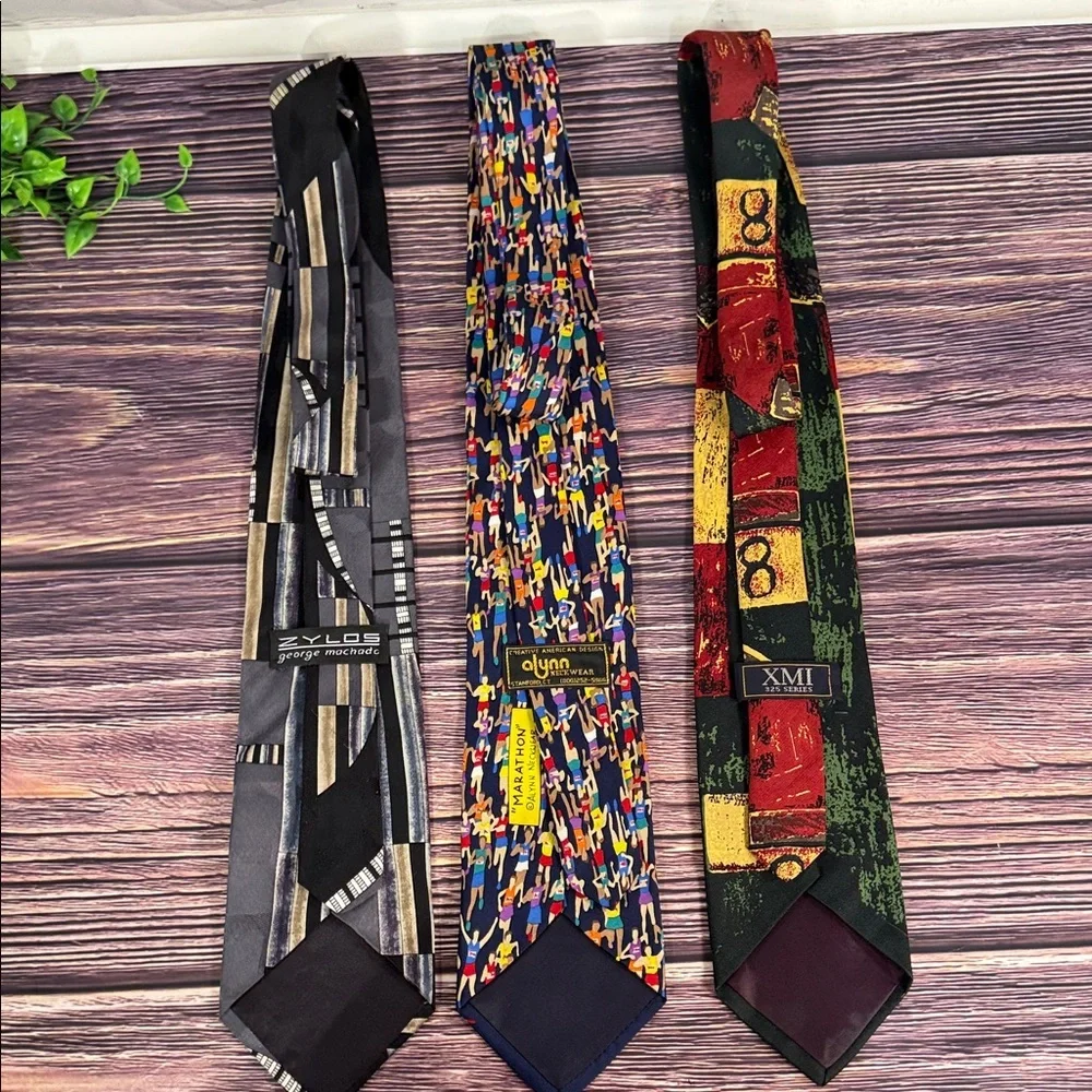 Alynn Zylos and XMI Silk Set of 3 Men's Ties. Marathon‎ Vintage and 325 Series